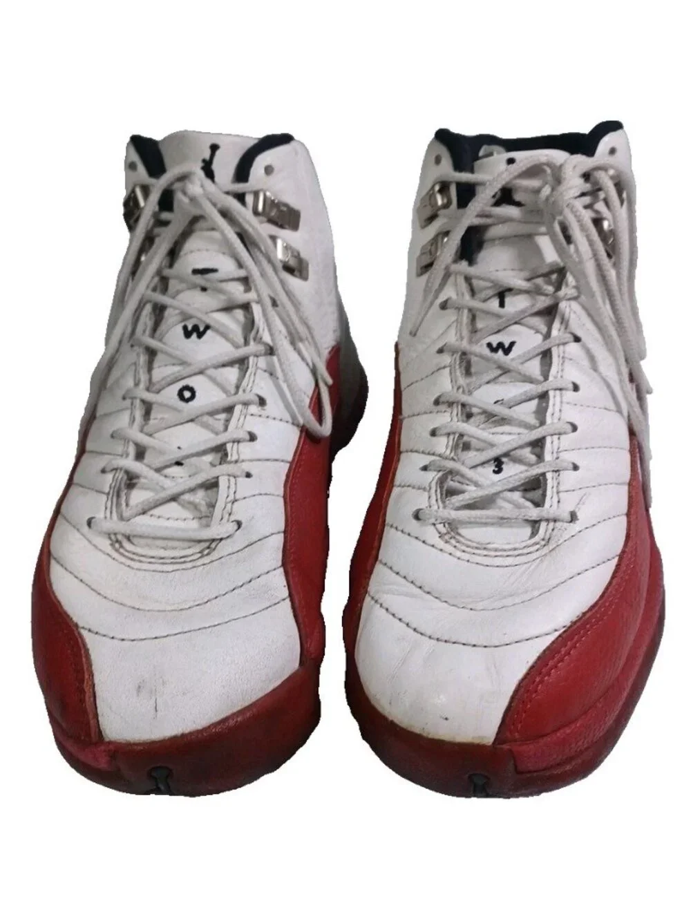Men's Size 8.5 Air Jordan 12 Retro Cherry Red White Leather Basketball Sneakers
